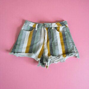 ALTAR'D STATE Multicolor Striped Denim Shorts Size Medium